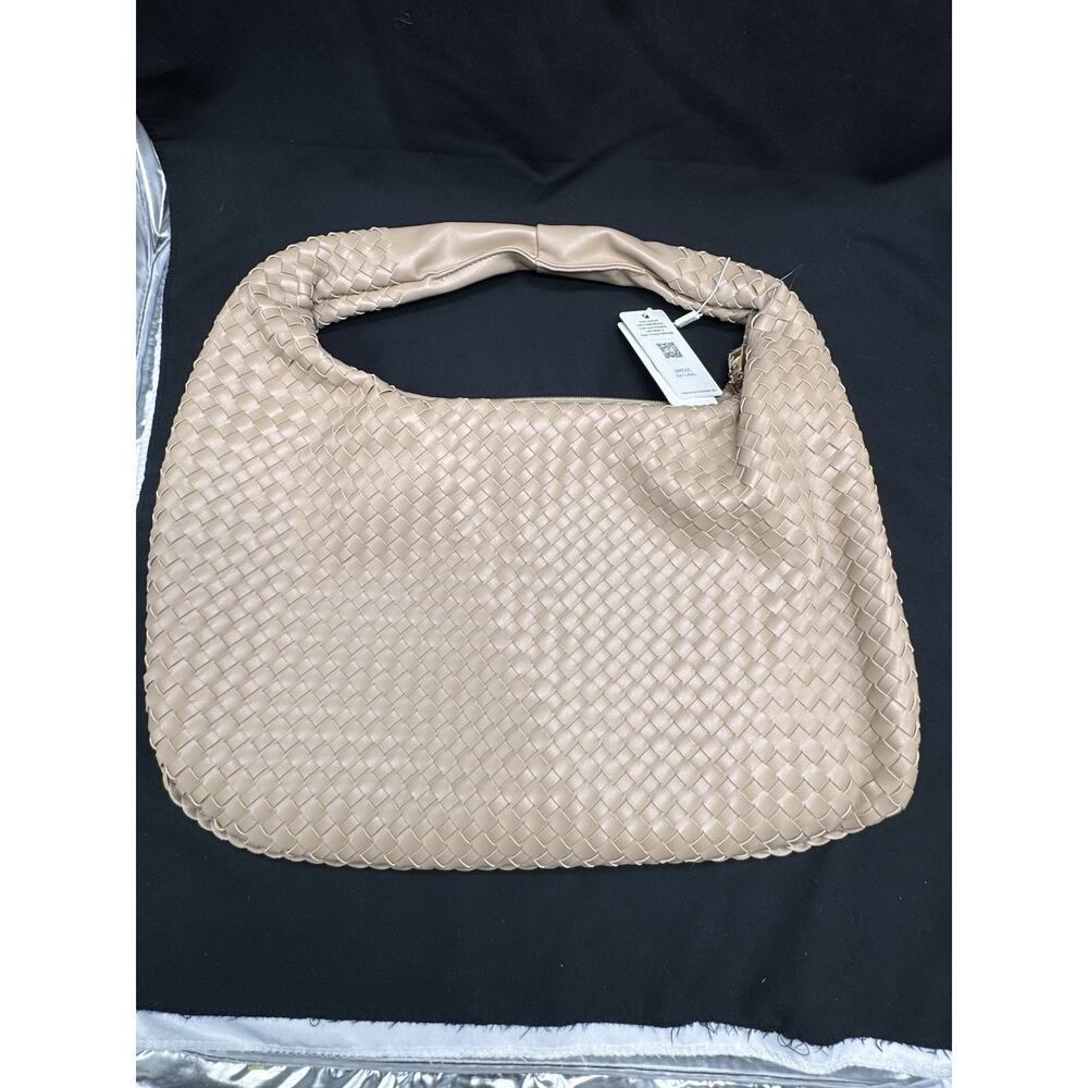 Urban Expressions Laverne Woven Hobo Vegan Handbag Tan 13” Laptop Purse Office - Picture 10 of 15